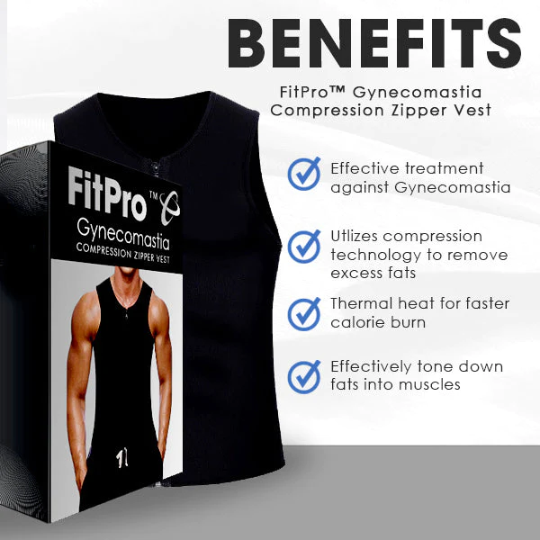 Chaleco de compresión con cremallera FitPro™ para ginecomastia