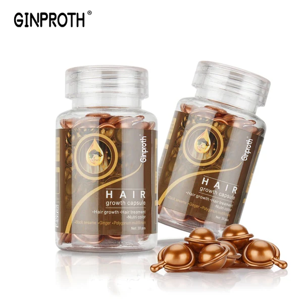 Aceite esencial de cápsula de crecimiento de cabello de planta natural Ginproth