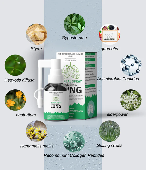 OnNature® Organic Herbs Spray bucal para limpieza pulmonar y alivio de la garganta PRO