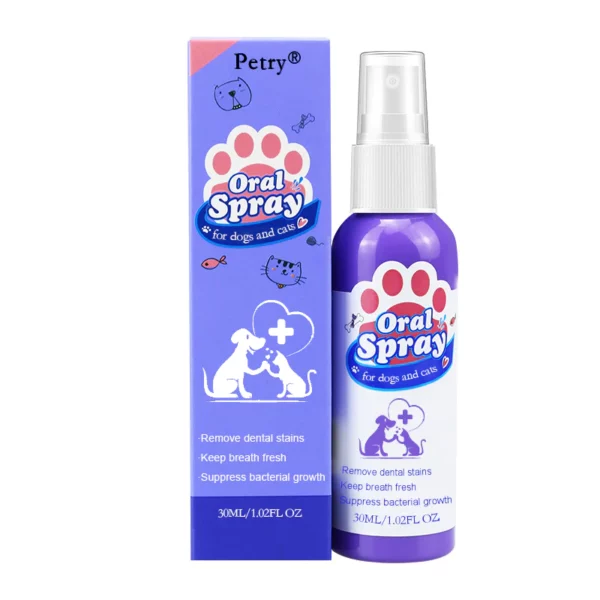 Petry® Spray per la pulizia dei denti per cani e gatti, elimina l'alito cattivo, agisce su tartaro e placca, senza spazzolare