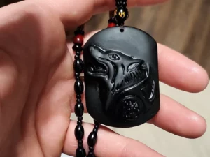 Save a wolf Obsidian Necklace