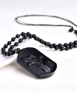 Save a wolf Obsidian Necklace