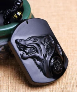 Save a wolf Obsidian Necklace