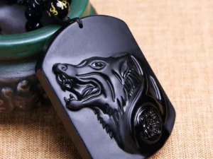 Save a wolf Obsidian Necklace