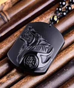 Save a wolf Obsidian Necklace