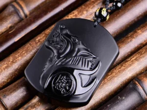 Save a wolf Obsidian Necklace