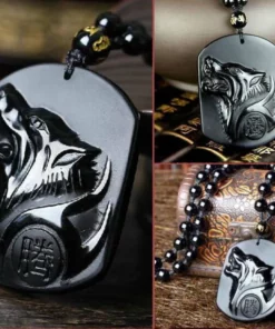 Save a wolf Obsidian Necklace