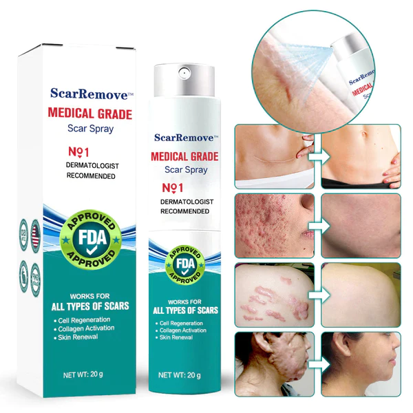 ScarRemove™ Spray avanzado para cicatrices para todo tipo de cicatrices, especialmente cicatrices de acné, cicatrices cirúrxicas e estrías.