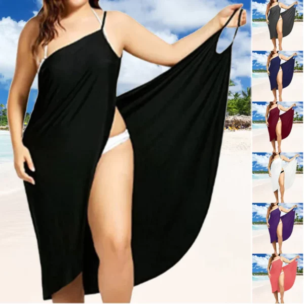 Vestido de seda informal suelto de playa para mujer