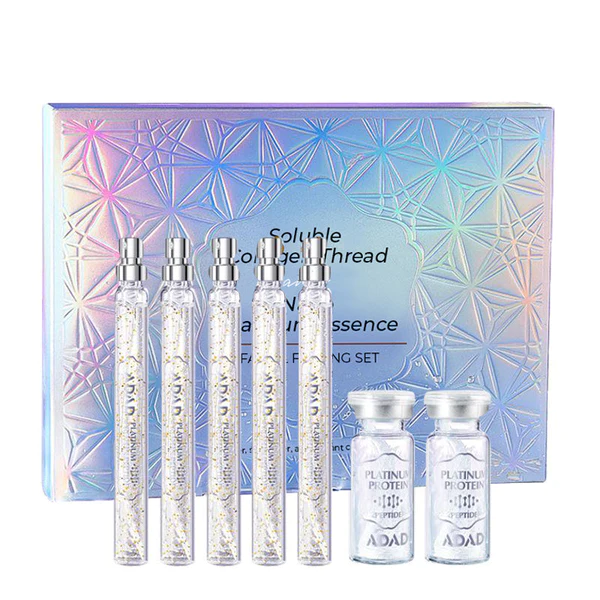 คอลลาเจนที่ละลายน้ำได้ของ flysmus™ และชุดกระชับผิวหน้า Nano Platinum Essence