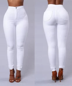 Casual Pants For Women High Waist Stretch Slim Trouser Skinny Candy Color Jeans