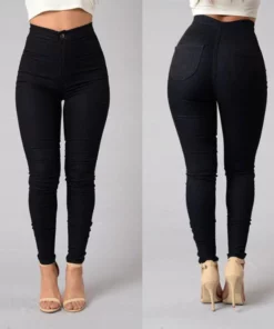 Casual Pants For Women High Waist Stretch Slim Trouser Skinny Candy Color Jeans
