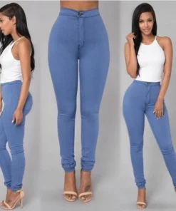 Casual Pants For Women High Waist Stretch Slim Trouser Skinny Candy Color Jeans
