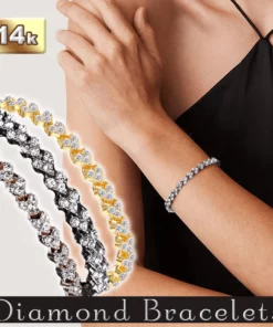 Pulseiras de diamante com coração em ouro 14K