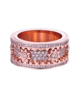 Handmade Mechanical Gear Turns Decompression Couple Ring