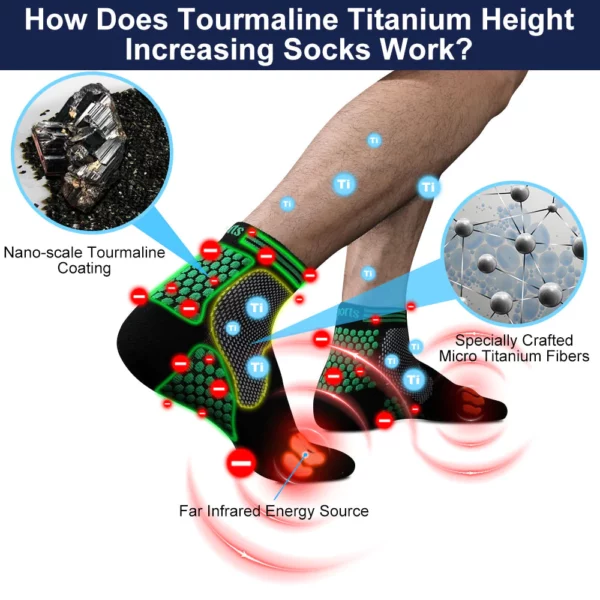 LUCKSONG®2023 Calcetíns de refuerzo de ión de titanio Schorl infravermellos lejanos