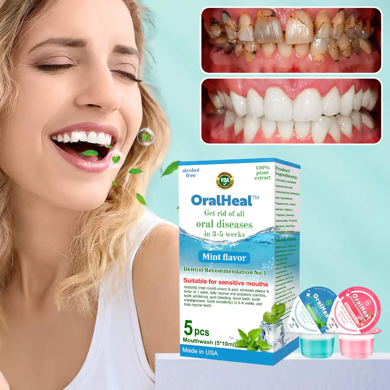 OralHeal™ Jelly Cup Mouthwash Restoring teeth and mouth to health - Image 3