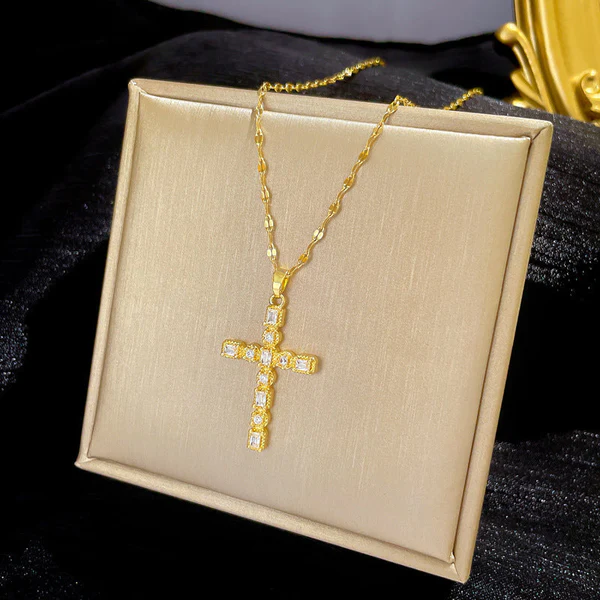 14K Súd Afrikaanske Sand Gold Blessing Cross Necklace