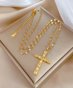 14K South African Sand Gold Blessing Cross Necklace