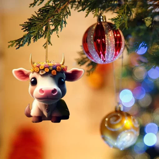 Kreslená krava dekoratívny ornament