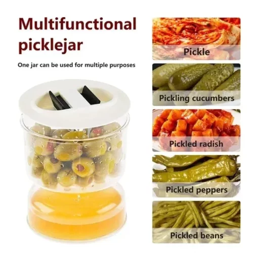 Pickle ndi Olive Jar Container yokhala ndi Strainer