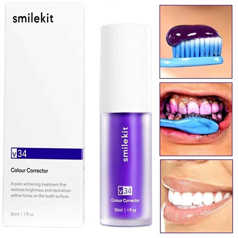 SMILEKITTM New V34 Series Toothpaste Purple Color Corrector