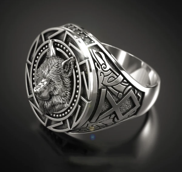 Viking Warrior Wolf Lucky Ring 925 Silver