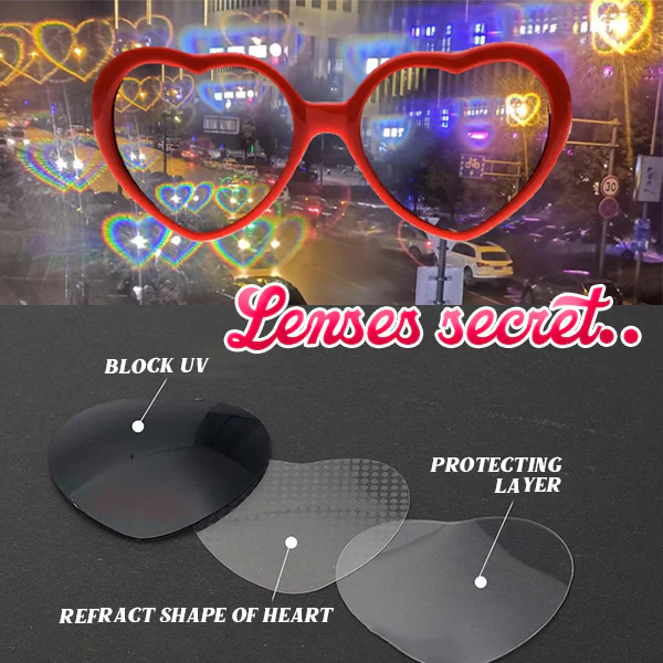 Romantiska hjärteffektdiffraktionssolglasögon
