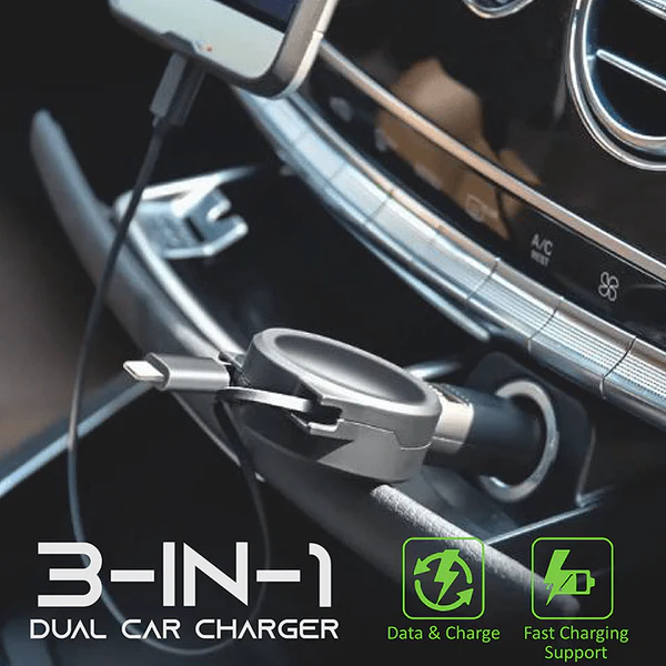 3-in-1 Dual Charger Mobil