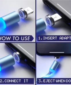 3 yn 1 LED magnetyske oplaadkabel