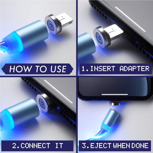 3 dina 1 LED Magnét Ngecas Cable