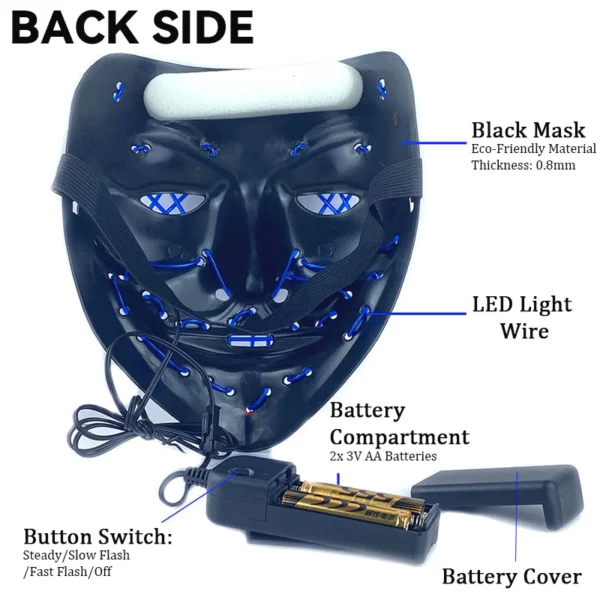Masque lumineux à LED d'Halloween LumoMas™
