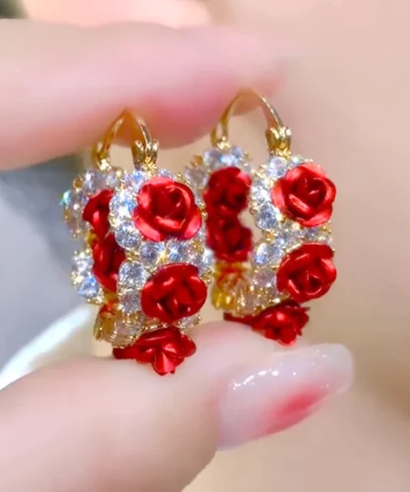 Lymphatische Aktivität Hoop-Rosen-Ohrringe