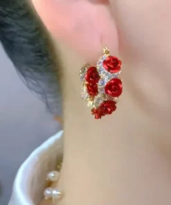 Lymphatische Aktivität Hoop-Rosen-Ohrringe