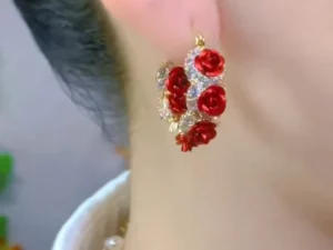 Lymphatische Aktivität Hoop-Rosen-Ohrringe
