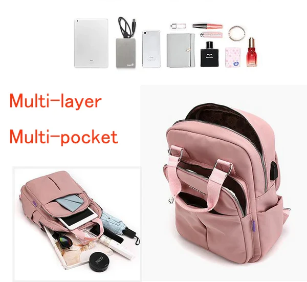 USB Charging Luggage Backpack Natural Waterproof Multi-Pocket
