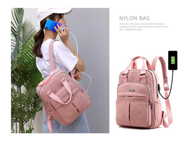 USB Charging Luggage Backpack Natural Waterproof Multi-Pocket