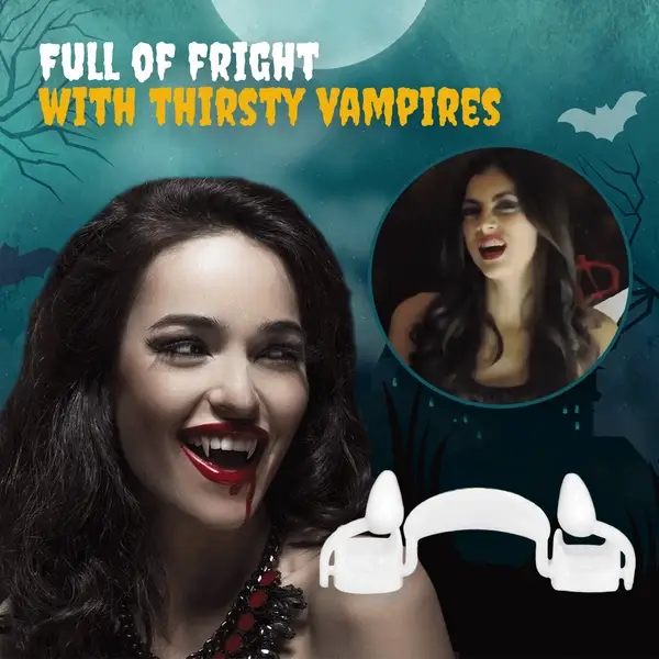 Taring Vampir Halloween VampFlex™ yang Dapat Ditarik
