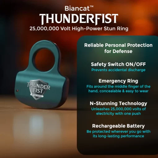 Anell d'aturdiment d'alta potència Biancat™ ThunderFist de 25,000,000 volts
