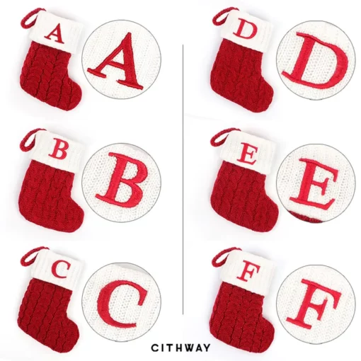 Cithway™ Alphabet Knit Christmas Stocking - Image 9