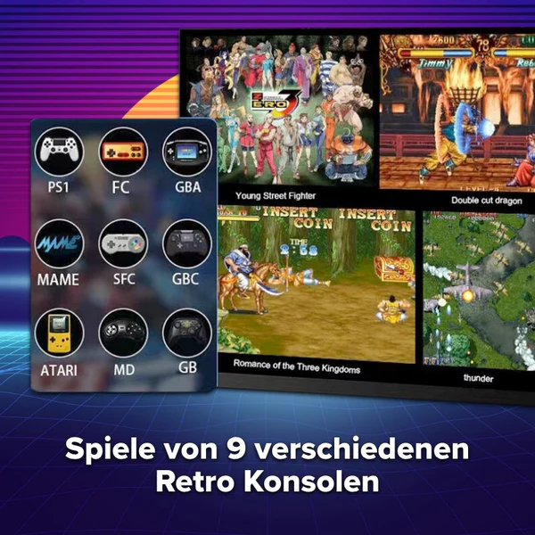 GamerStick™ - 20.000 Retro Spiele + Kabellose Controller