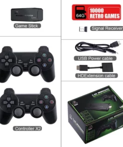 Gamestick Retro 2.0™ 4K mit 2 Wireless Controllern 10.000 Spiele