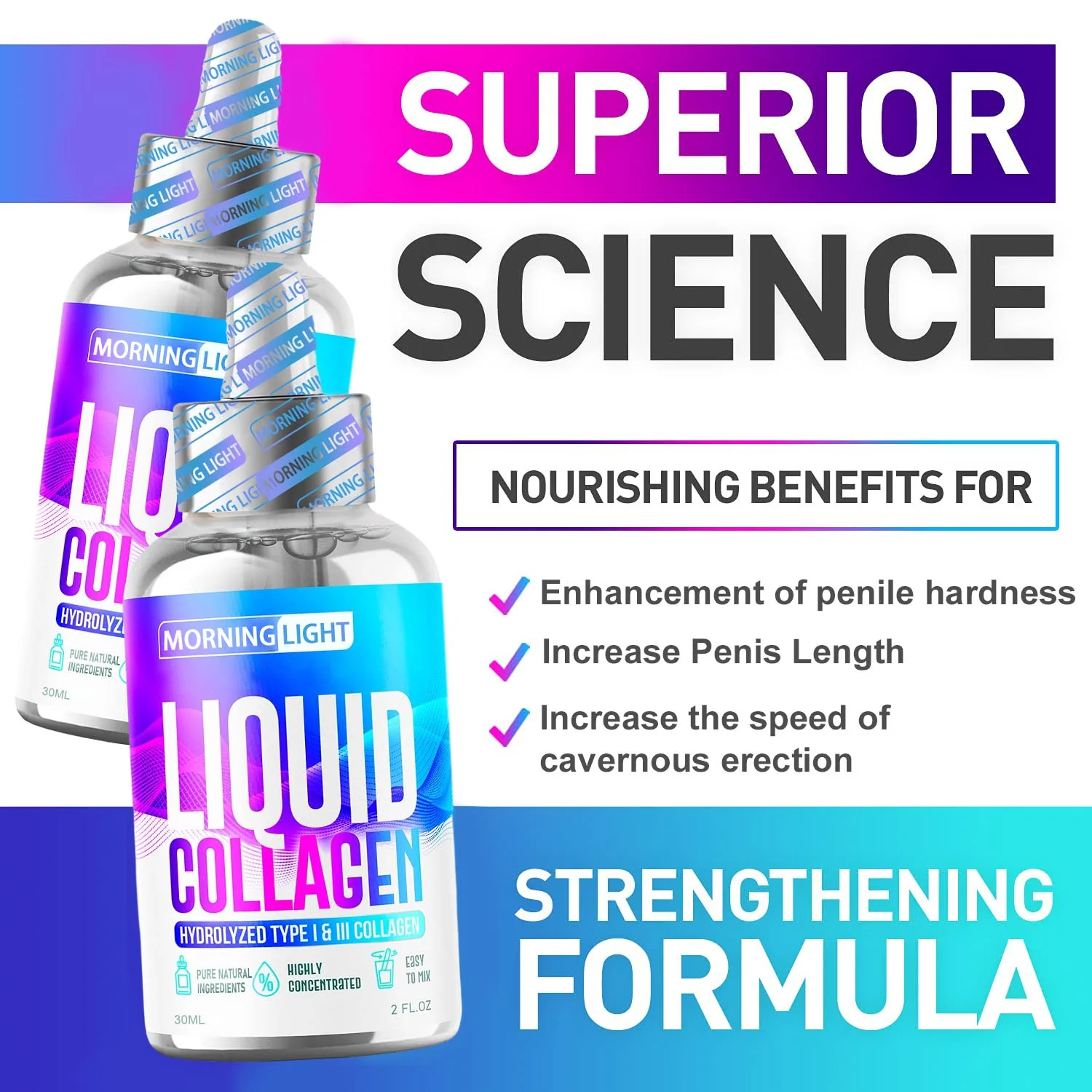 Morning Light Men's Liquid Collagen Testosteron Supplement
