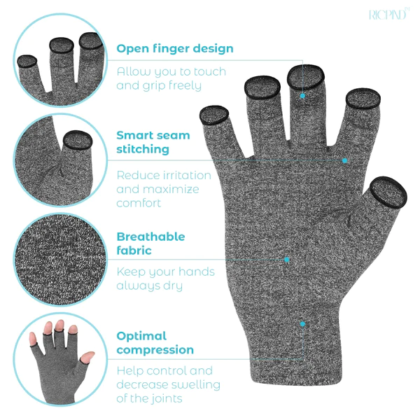 RICPIND NerveRelief Carpal Tunnel Anti-Arthritis Compression Fingerless Gloves 