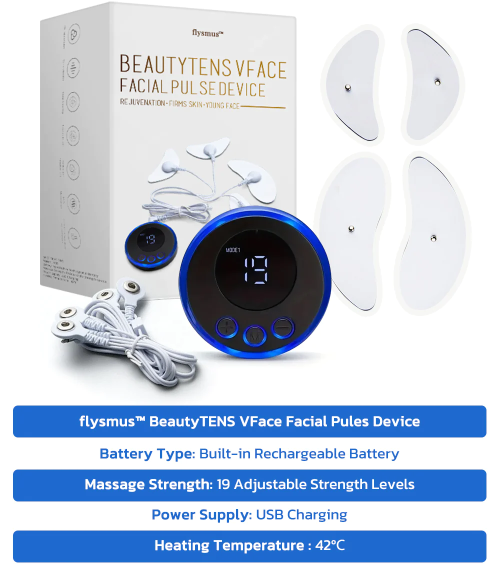 flysmus™ BeautyTENS VFace Facial Pules-toestel