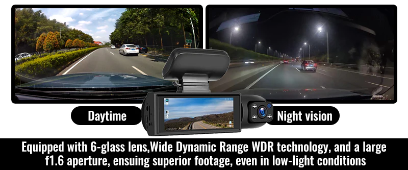 170° Wide View Dash Cam with 1080p Dual Lens, Wide 170° Coverage, G-Sensor, Night Vision & Loop Tech-tiktok 