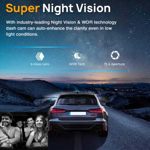 170° Wide View Dash Cam mat 1080p Dual Lens, Wide 170° Coverage, G-Sensor, Night Vision & Loop Tech-tiktok