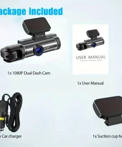 Câmera Dash com visão ampla de 170° com lente dupla 1080p, ampla cobertura de 170°, sensor G, visão noturna e Loop Tech-tiktok