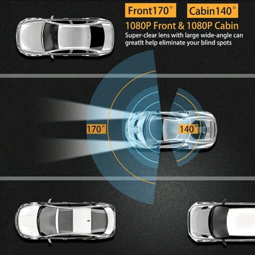 170° Wide View Dash Cam with 1080p Dual Lens, Wide 170° Coverage, G-Sensor, Night Vision & Loop Tech-tiktok