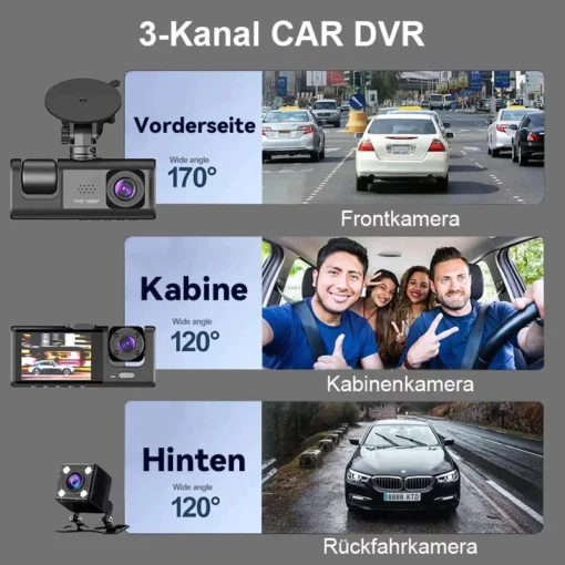 3-lens ultra-high-definition driving recorder me WIFI a me GPS i kūkulu ʻia